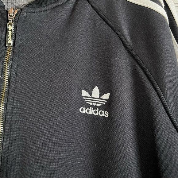 Adidas Black & White 3 Stripe Track Zip up Sweater Size XL - Picture 9 of 11